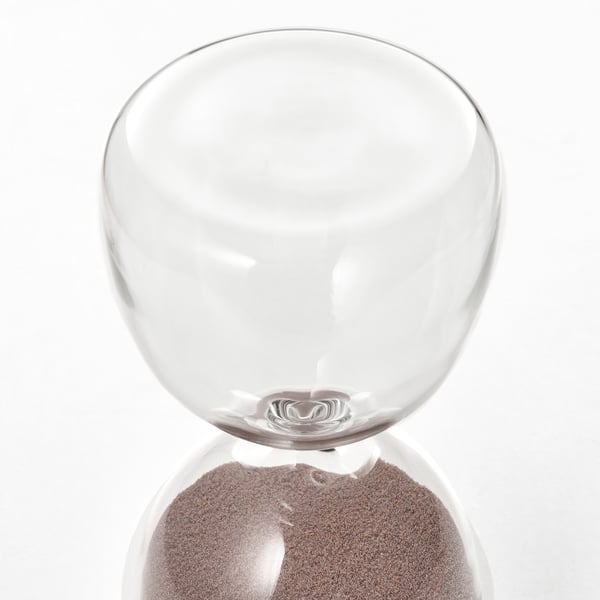 EFTERTÄNKA decorative hourglass, clear glass/sand, 15 cm