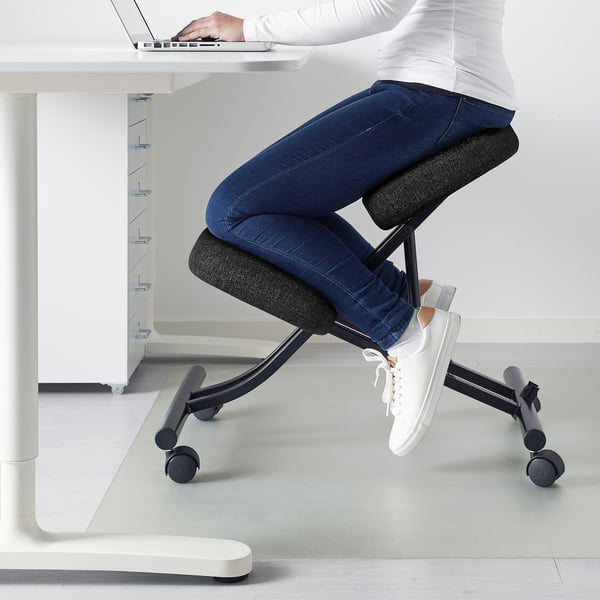 EIFRED kneeling chair, Gunnared black-grey, 66x45 cm