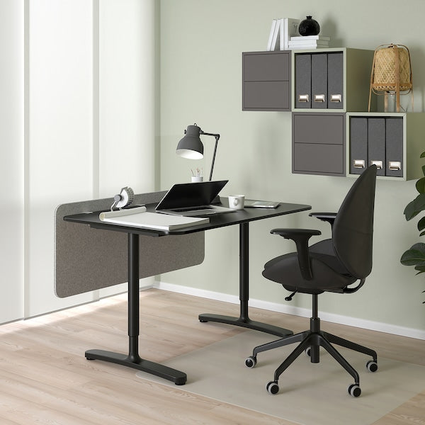 EILIF - Screen for desk, grey, 120x48 cm