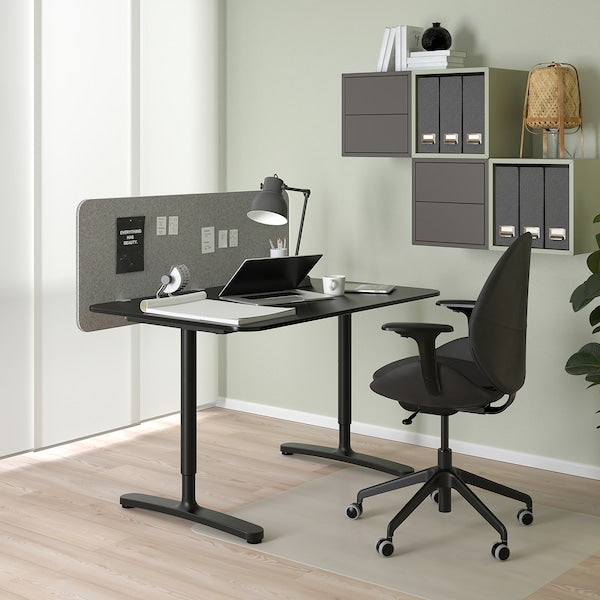 EILIF - Screen for desk, grey, 120x48 cm