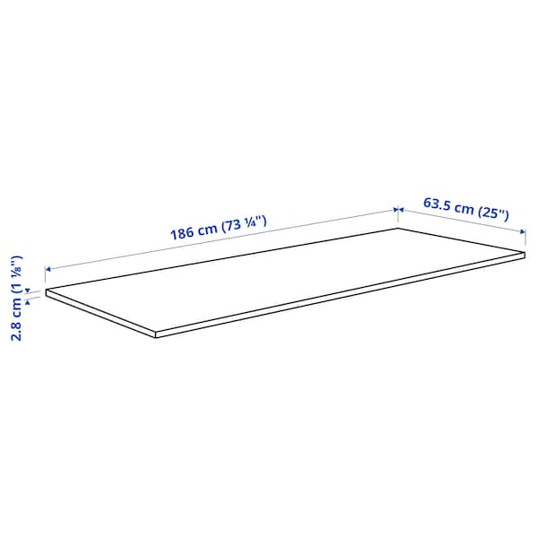 EKBACKEN - Worktop, white lively marble effect/laminate, 186x2.8 cm