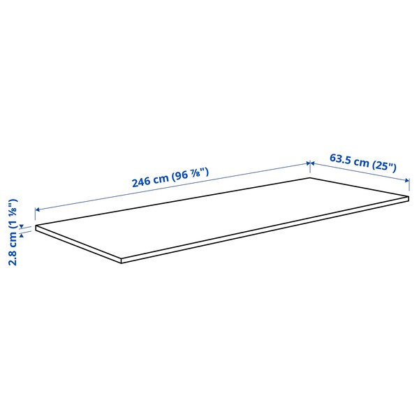 EKBACKEN - Worktop, white lively marble effect/laminate, 246x2.8 cm