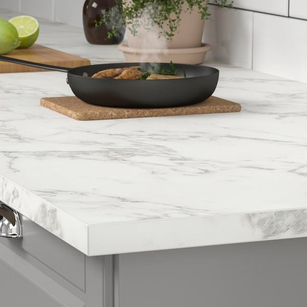 Ikea EKBACKEN - Worktop, white lively marble effect/laminate, 246x2.8 cm