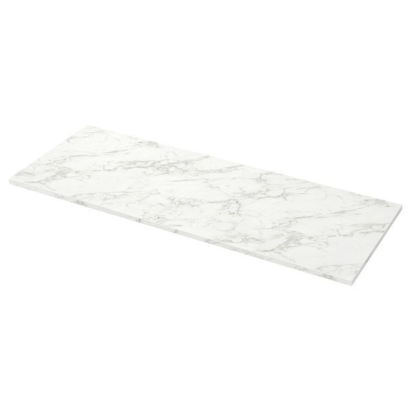 EKBACKEN - Worktop, white lively marble effect/laminate, 186x2.8 cm