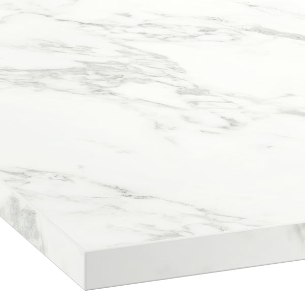 EKBACKEN worktop, white lively marble effect/laminate, 186x2.8 cm