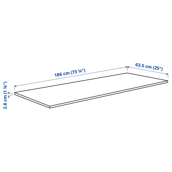 EKBACKEN - Worktop, white marble effect/laminate,186x2.8 cm
