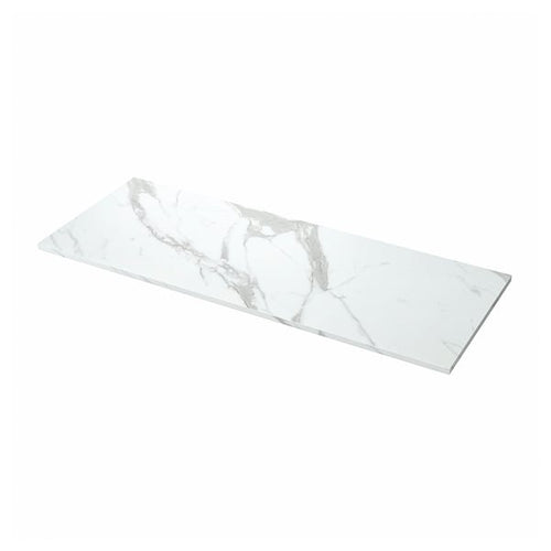 EKBACKEN - Worktop, white marble effect/laminate,186x2.8 cm