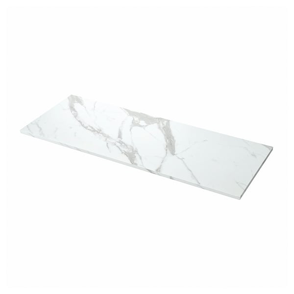 EKBACKEN - Worktop, white marble effect/laminate,186x2.8 cm