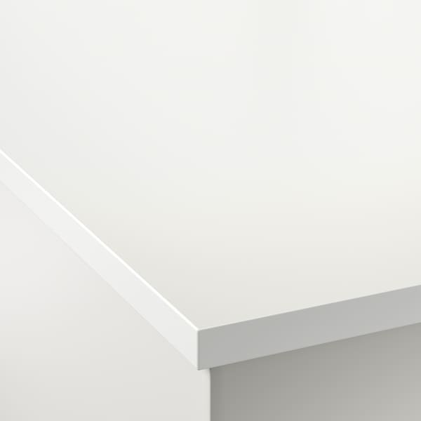 EKBACKEN - Worktop, double-sided, with white edge light grey/white/laminate, 246x2.8 cm