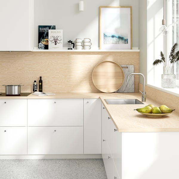 EKBACKEN worktop, plywood effect/laminate, 186x2.8 cm