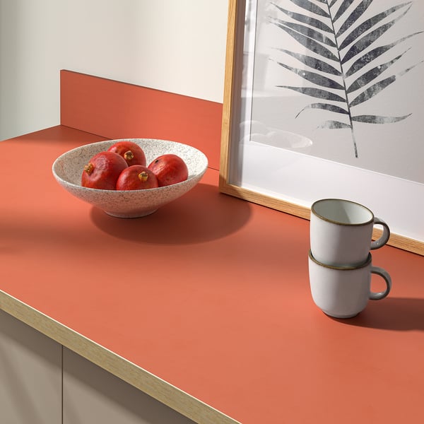 EKBACKEN worktop, terracotta effect/laminate, 246x2.8 cm