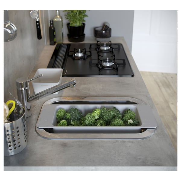EKBACKEN worktop, light grey concrete effect/laminate, 186x2.8 cm
