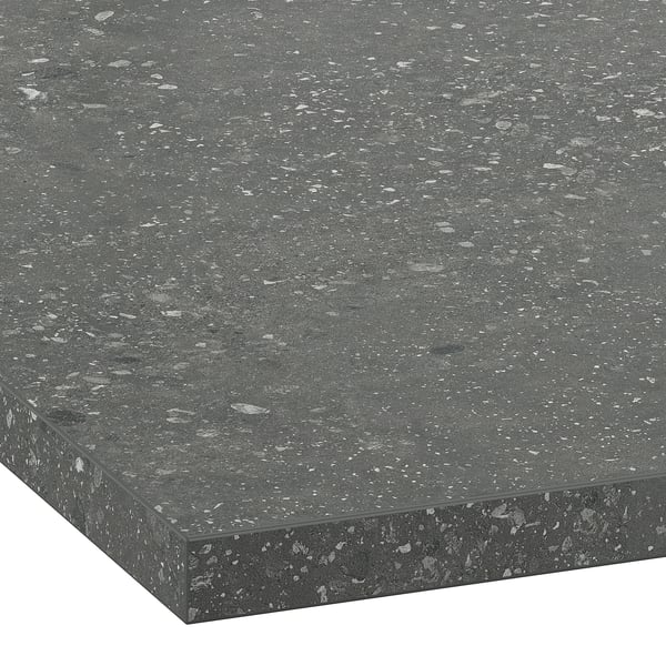 EKBACKEN worktop, grey terrazzo effect/laminate, 186x2.8 cm