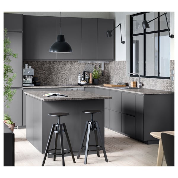 EKBACKEN worktop, dark grey marble effect/laminate