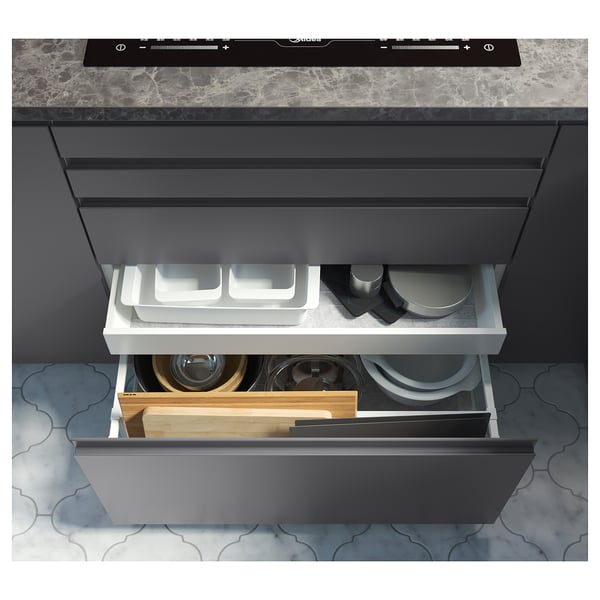 EKBACKEN worktop, dark grey marble effect/laminate