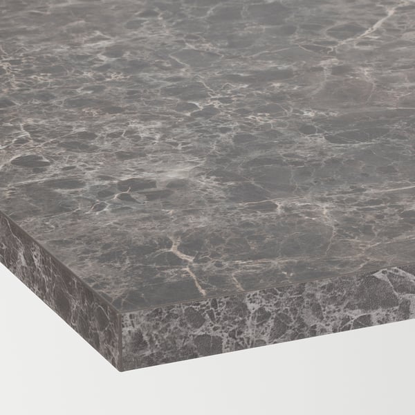 EKBACKEN worktop, dark grey marble effect/laminate