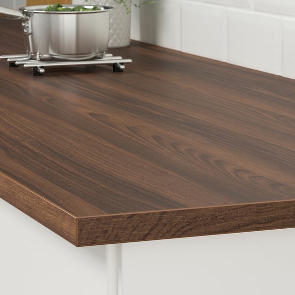 EKBACKEN worktop, brown walnut effect/laminate, 186x2.8 cm