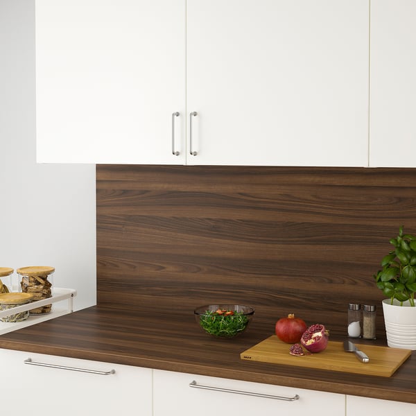 EKBACKEN worktop, brown walnut effect/laminate, 186x2.8 cm
