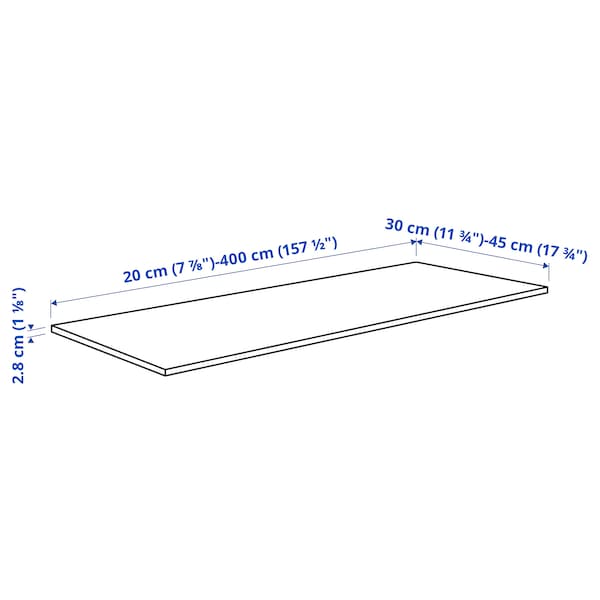 EKBACKEN - Custom made worktop, white lively marble effect/laminate, 30-45x2.8 cm