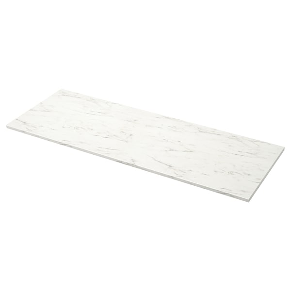 EKBACKEN - Custom made worktop, white marble effect/laminate, 45.1-63.5x2.8 cm