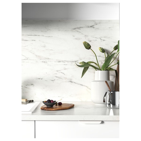 EKBACKEN - Custom made worktop, white marble effect/laminate, 45.1-63.5x2.8 cm