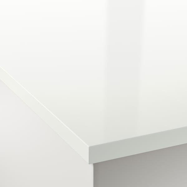 Ikea EKBACKEN - Custom made worktop, white high-gloss/laminate, 63.6-125x2.8 cm