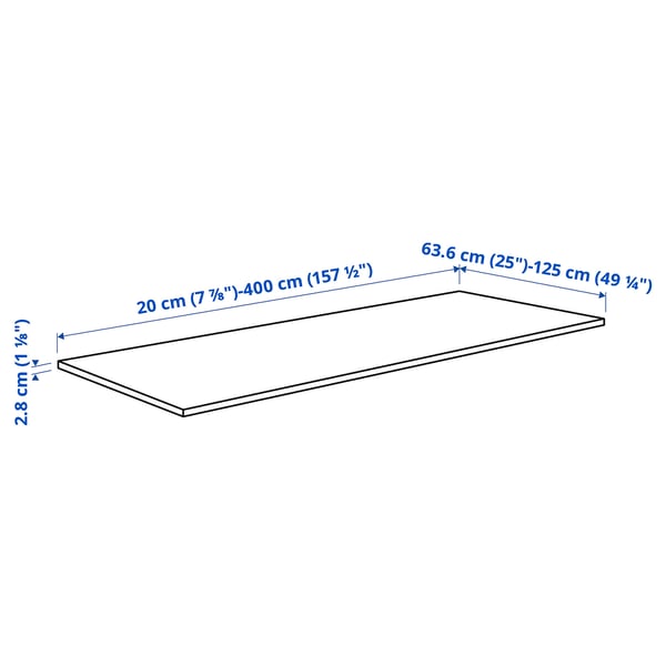 EKBACKEN custom made worktop, grey-beige stone effect/laminate, 63.6-125x2.8 cm
