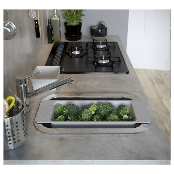 EKBACKEN - Custom made worktop, light grey concrete effect/laminate, 45.1-63.5x2.8 cm