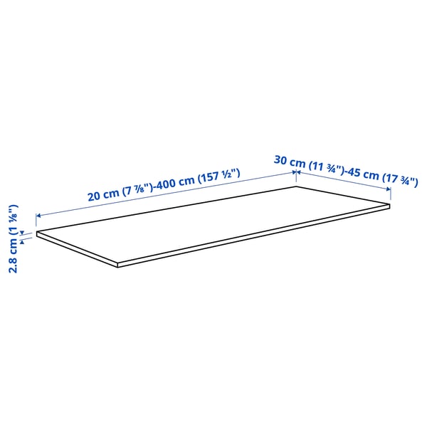EKBACKEN custom worktop, gray terrazzo/laminate effect, 30-45x2.8 cm