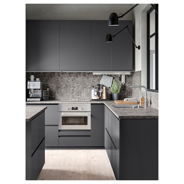 EKBACKEN - Custom made worktop, dark grey marble effect/laminate, 45.1-63.5x2.8 cm