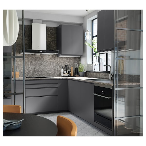 EKBACKEN - Custom made worktop, dark grey marble effect/laminate, 45.1-63.5x2.8 cm