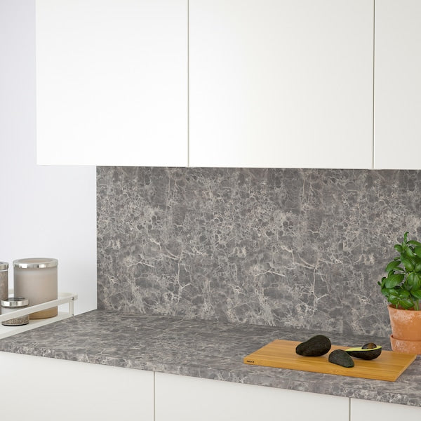 EKBACKEN - Custom made worktop, dark grey marble effect/laminate, 45.1-63.5x2.8 cm