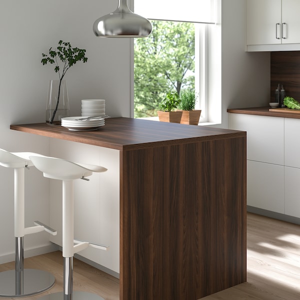 EKBACKEN - Custom made worktop, brown walnut effect/laminate, 30-45x2.8 cm