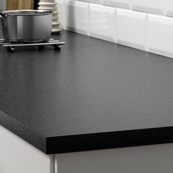 Ikea EKBACKEN - Custom made worktop, black stone effect/laminate, 30-45x2.8 cm