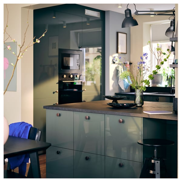 EKBACKEN custom worktop, black/laminate, 45.1-63.5x2.8 cm