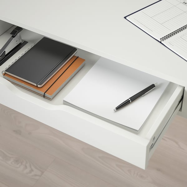 EKBY ALEX shelf with drawers, white, 119x29 cm