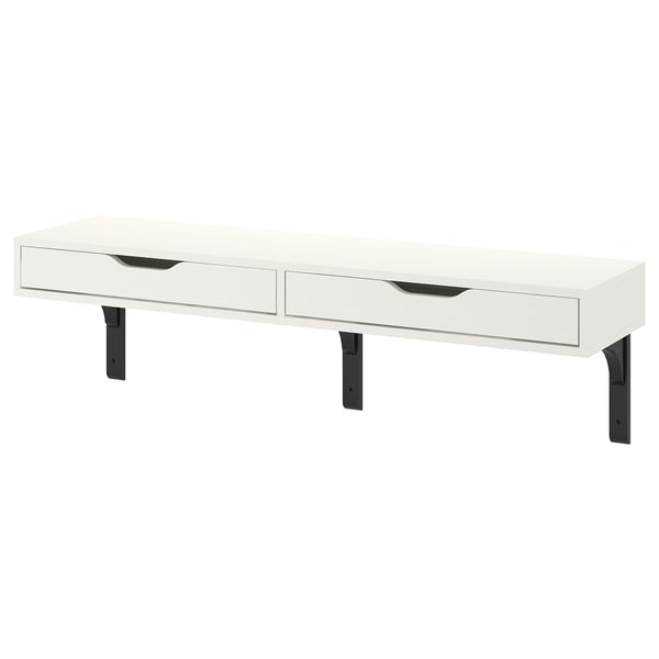 EKBY ALEX / RAMSHULT wall shelf, white/black, 119x29 cm