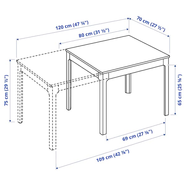 EKEDALEN / ÄLVSTA - Table and 2 chairs, oak/rattan chrome-plated, 80/120 cm