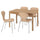 EKEDALEN / ÄLVSTA table and 4 chairs, oak/rattan chrome-plated, 180x52 cm