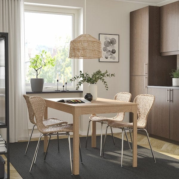 EKEDALEN/ÄLVSTA Table and Chairs in Oak/Rattan –