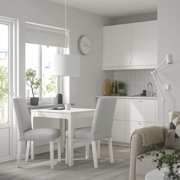 Ikea EKEDALEN / BERGMUND - Table and 2 chairs, white / light grey white, 80/120 cm
