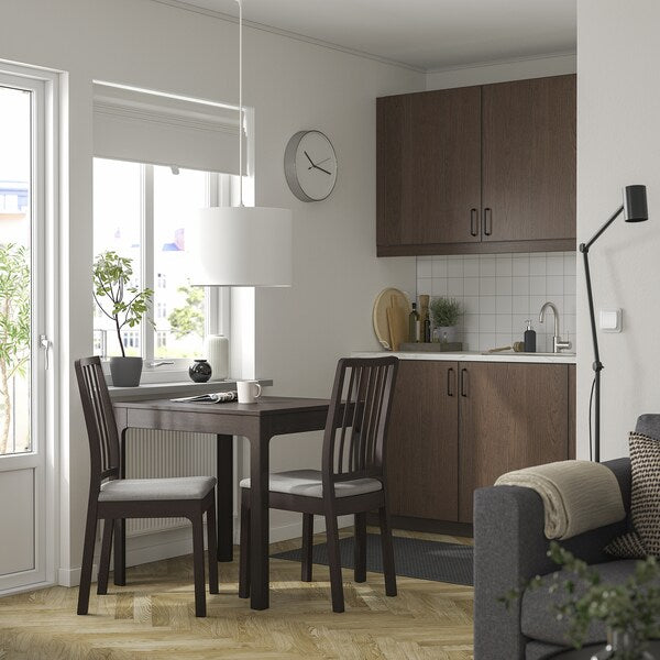 EKEDALEN / EKEDALEN - Table and 2 chairs, dark brown/Hakebo beige, 80/120 cm