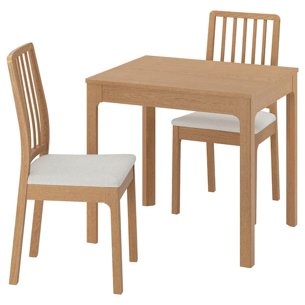 EKEDALEN / EKEDALEN - Table and 2 chairs, oak/Hakebo beige effect,80/120 cm