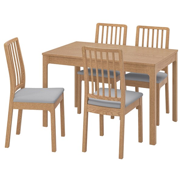 EKEDALEN / EKEDALEN Table and 4 chairs, oak effect oak / Orrsta light gray,120/180 cm