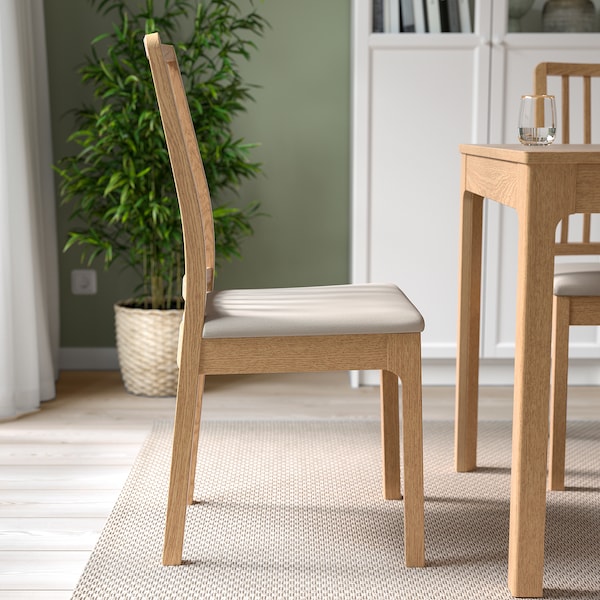 EKEDALEN / EKEDALEN - Table and 4 chairs, oak/Hakebo beige effect,120/180 cm