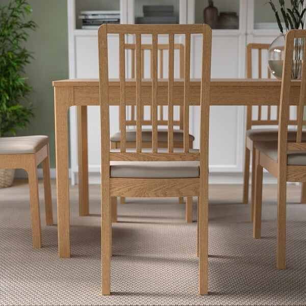 EKEDALEN / EKEDALEN - Table and 4 chairs, oak/Hakebo beige effect,120/180 cm