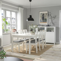 EKEDALEN / EKEDALEN - Table and 6 chairs, white/white/light grey, 120/180 cm