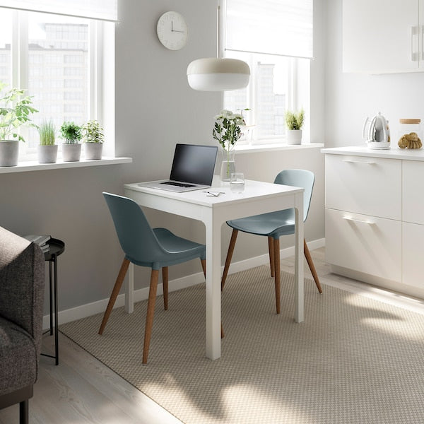 EKEDALEN / GRÖNSTA - Table and 2 chairs, white/grey-turquoise, 80/120 cm