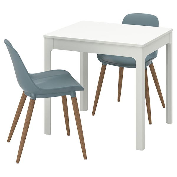 EKEDALEN / GRÖNSTA - Table and 2 chairs, white/grey-turquoise, 80/120 cm