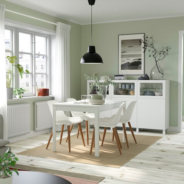 EKEDALEN / GRÖNSTA - Table and 4 chairs, white/white, 120/180 cm